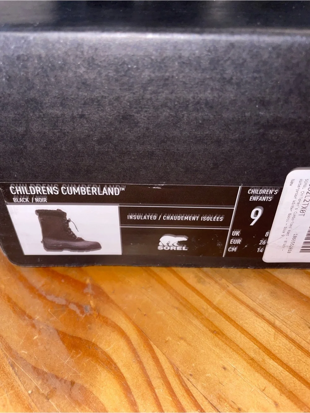 Sorel Cumberland Black Boots Toddler Waterproof Snow Boot  SZ 9 NWB